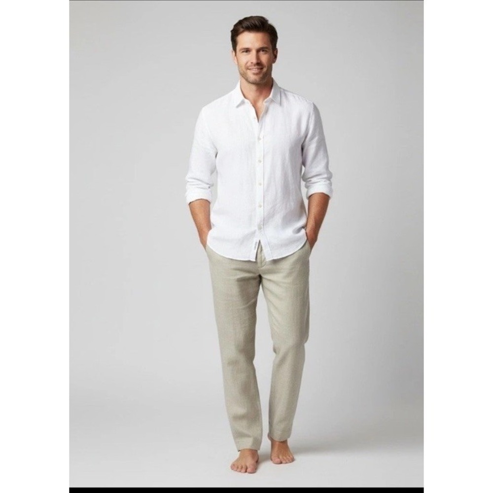 PERRY ELLIS Men's Pants Sz. 32X30 55%-Linen 45%-Cotton Lightweight Casual Slacks